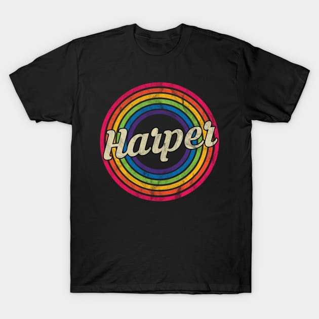 Harper - Retro Rainbow Faded-Style T-Shirt by MaydenArt